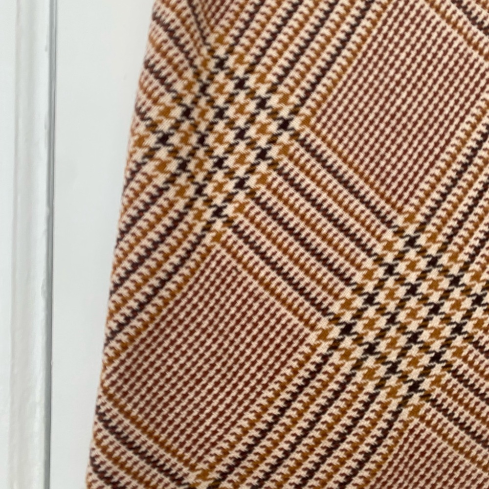Tory Burch Brown, Tan & Cream Plaid Wool Blend Skirt - Picture 4 of 8
